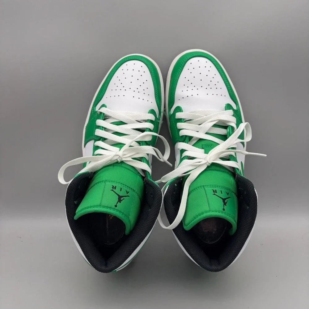 Nike Air Jordan Shoes Mens Size 10 Lucky Green White 1 Mid Colorblock DQ8426-301